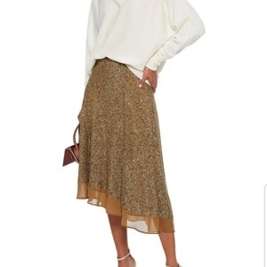 Joie Marsie Asymmetric Sequined Midi Skirt, sz 10